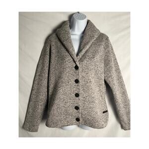 Merrell Fleece-Lined Sweater Jacket Women’s Large Button Front Gray